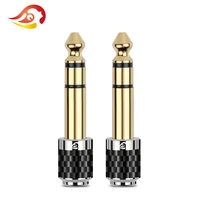 qyfang 6 35mm 14 male to 3 5mm 18 female jack audio adapter carbon fiber connector gold plated converter 6 35 to 3 5 plug