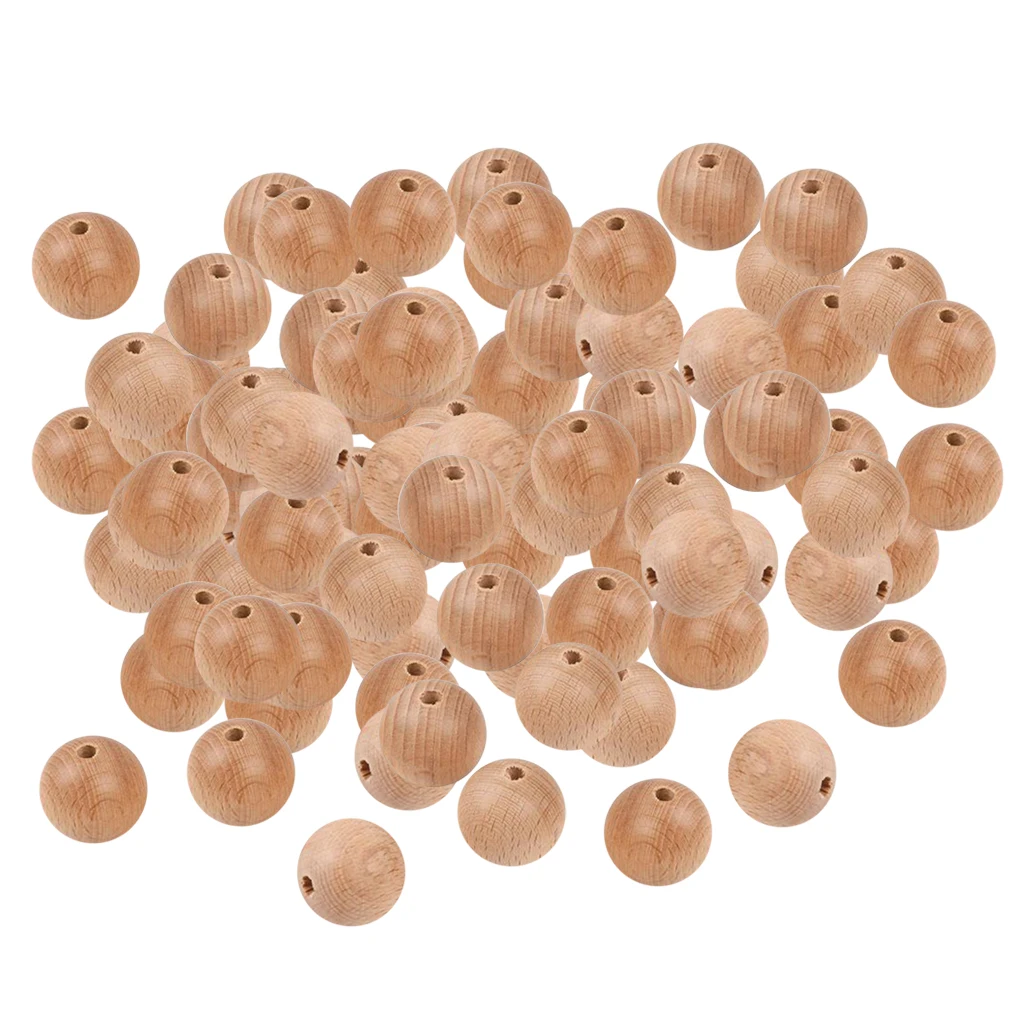 

100Pcs Unfinished Round Wooden Beads Loose Spacer DIY Bracelet Jewelry