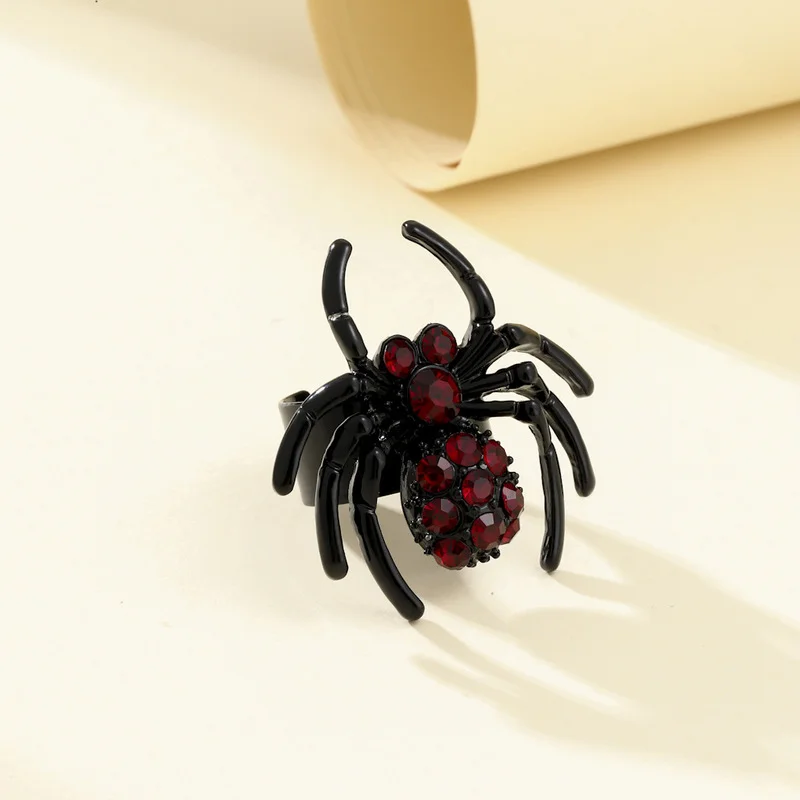 

LOVOACC Gothic Big Black Widow Spider Rings Inlaid Rhinestone Animal Ring for Womens Ladies Exaggerated Party Accessories