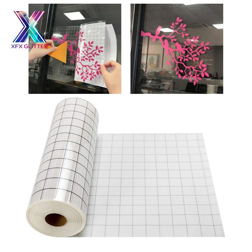 XFX HTV 30.5*300cm Vinyl Transfer Paper Tape Roll Cricut Adhesive Clear Alignment Grid Hotfix Paper Positioning Papers Stickers