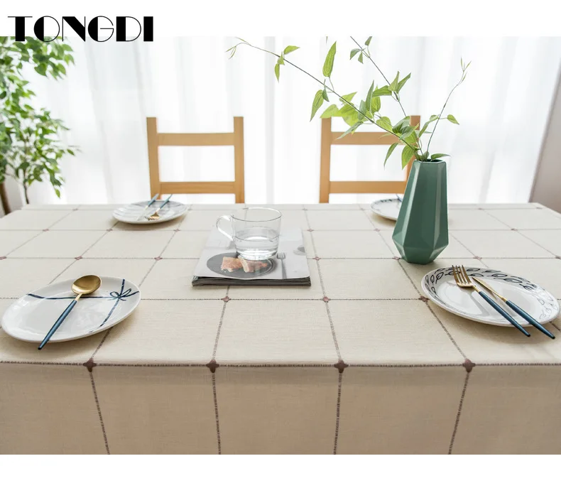 Скатерть TONGDI из Средиземноморского льна однотонная кружевная вышивка прочное