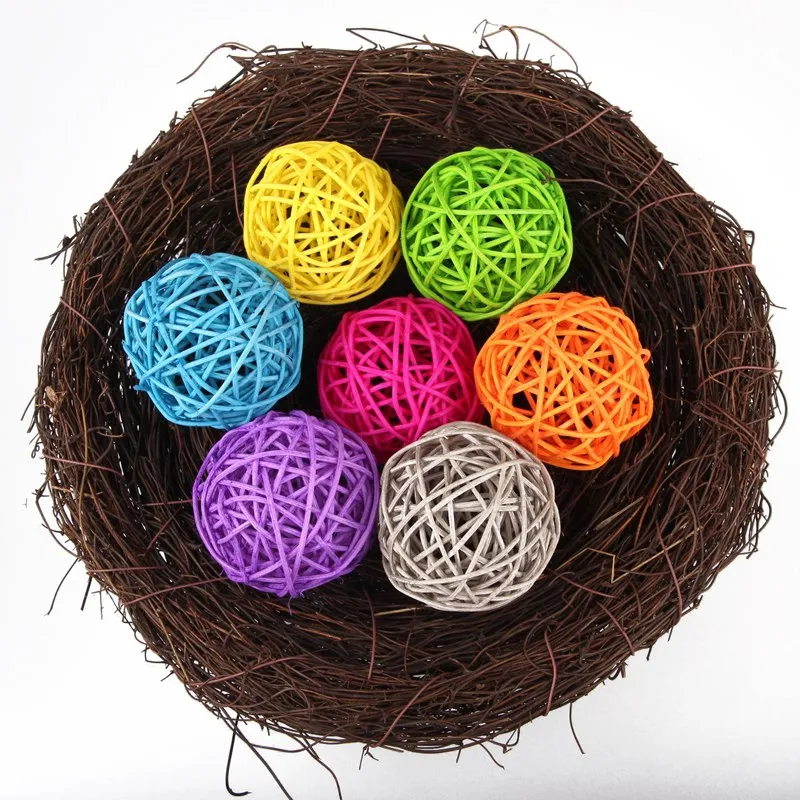 4pcs 8cm Wicker Rattan Balls Natural Sphere Orbs for Vase Bowl Filler DIY Craft Baby Shower Gender Reveal Nursery Home images - 6