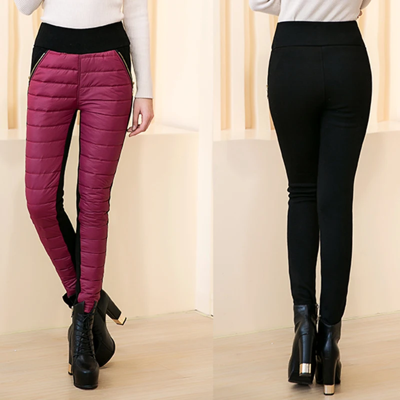Утолщенные хлопковые зимние теплые брюки для женщин с эластичной резинкой на