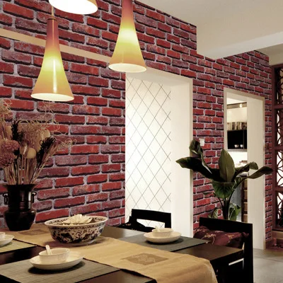 3D Bump стерео Ретро модель кирпич узор обои красный белый Чайный домик Ресторан