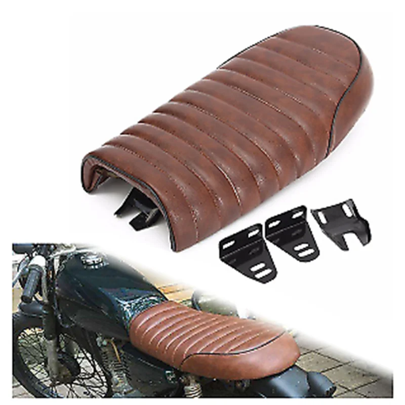 Сиденье для мотоцикла Cafe Racer коричневое универсальное в стиле ретро