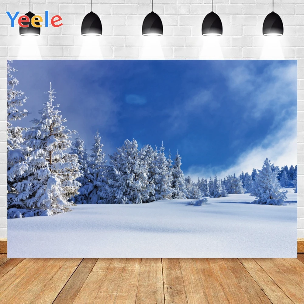 Фон для фотосъемки Yeele Sunny Winter Pine Trees Blue Sky Snow Boy Photophone Photo Studio|Фон фотосъёмки| |