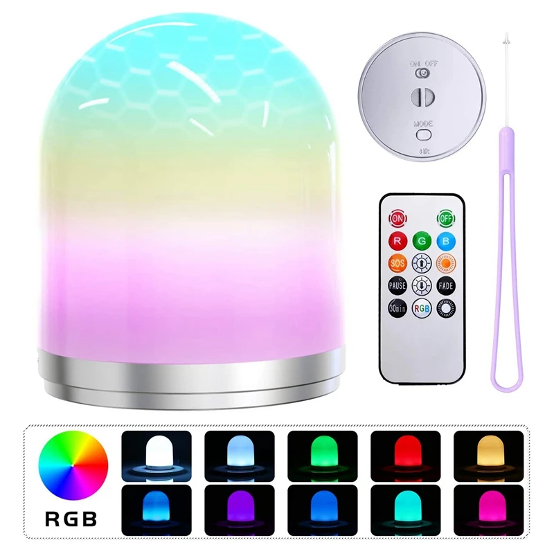 Portable LED Night Light with Remote Control Dimmable Color Changing RGB Table Lamp Bedside USB Rechargeable 5W for Kids | Лампы и