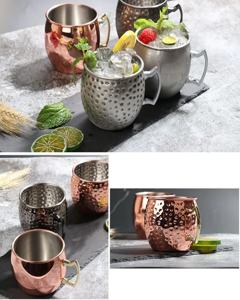 Московский мул кружка 304 Нержавеющая сталь Еда безопасный коктейль чашка ручной