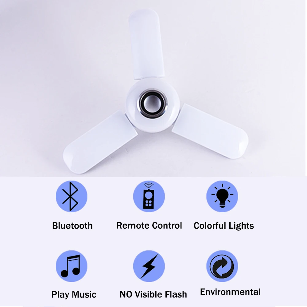 Bluetooth музыкальный светильник RGB четыре листья вентилятор в форме 50 Вт E27