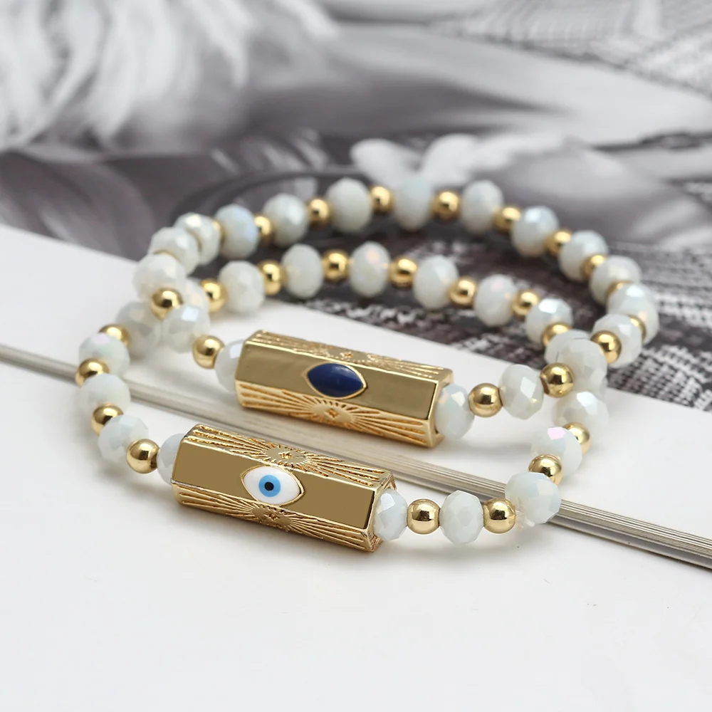 Браслет-цепочка женский с кристаллами и эмалью, 1 шт.