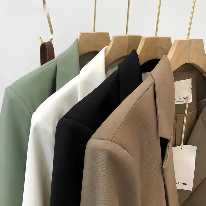 

Chic Loose Light Green Women Blazer Summer One Button Female Suit Jacket Full Sleeve blaser femme 2021