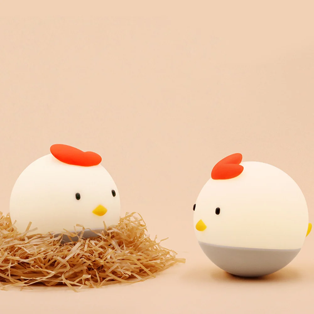 

Cute Chicken Kids Night Light Tumbler Cartoon Nursery Bedroom Bedside Lamp Usb Recharger Creative Gift