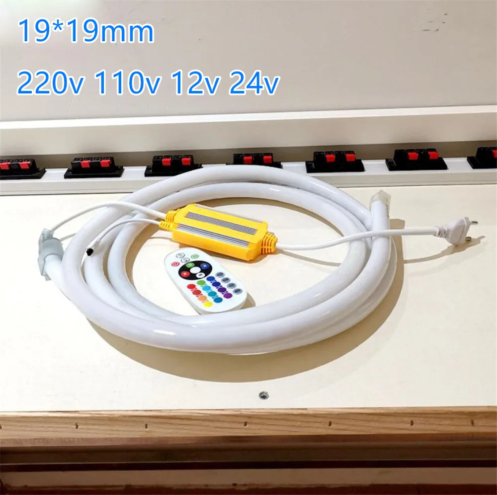 

100m/lot 320 Degree Dia 19mm x19mm Round LED neon Strip RGB AC110V 220V DC 12V 24V Flexible Neon Light Waterproof 120leds/m