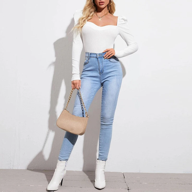 

Autumn Elegant V Neck Sweater Women Long Puff Sleeve Solid Color Slim Sheath Office Lady Sweater Casual Female Tops 2021 New