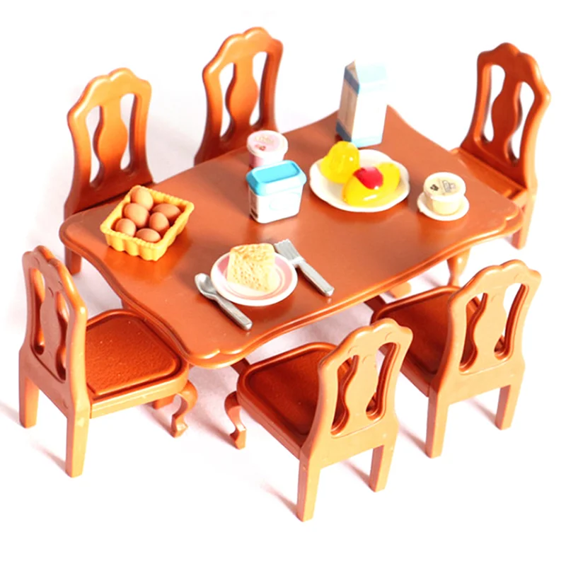 

Miniature Furniture Model Of Mini Dining Table And Chair For Mini Doll House Miniatures Furniture Toys Gifts For Children