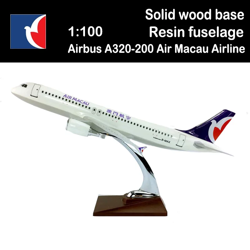 

36CM 1:100 Airbus A320-200 Model Air Macau Airlines with Base Alloy Aircraft Plane Display Airliner Collection Adult Kids Gifts