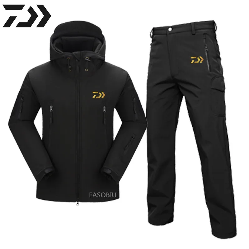 

Daiwa Suit for Fishing Hooded Windproof Durable Thermal Loose Fleece Warm Fishing Suit Waterproof Outdoor Camping Hiking Sport