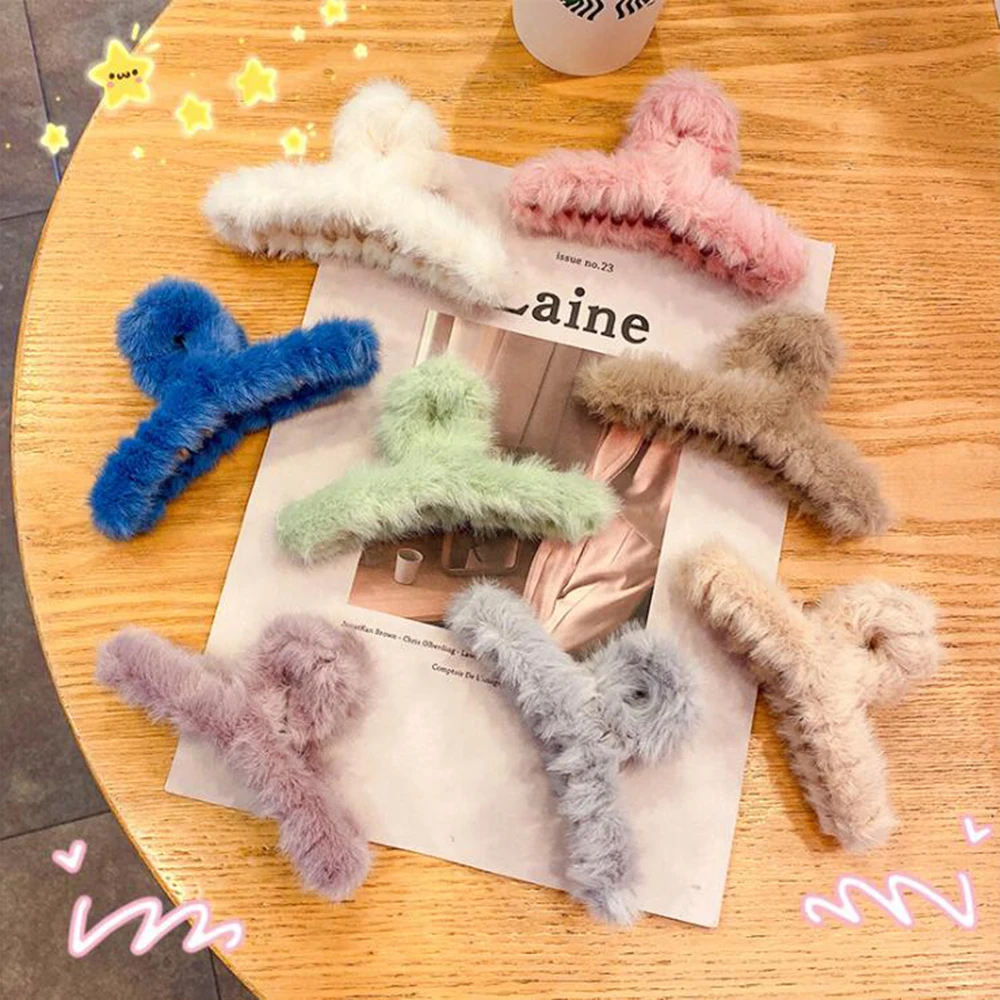 

Women Plush Hair Claws Fashion Hair Clips Female Hair Crabs Soft Girl Hairgrips Elegant Headwear Woman Hair Accessories Ornament