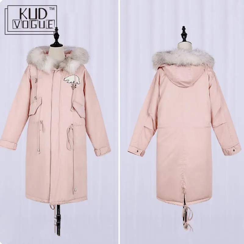 Корейская кавайная зимняя куртка розовое пальто милая школьная свободная одежда