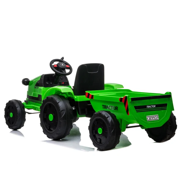 

LZ-9959 Toy Tractor with Trailer 3-Gear-Shift Ground Loader Ride On with LED Lights GREEN