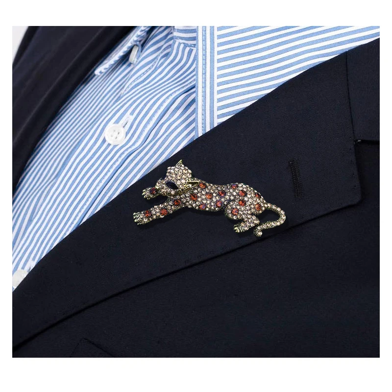 Мулинда винтажная брошь с леопардом серого цвета для мужчин и женщин, украшение для костюма, шарфа, свитера, зажим на ткань, подарок.