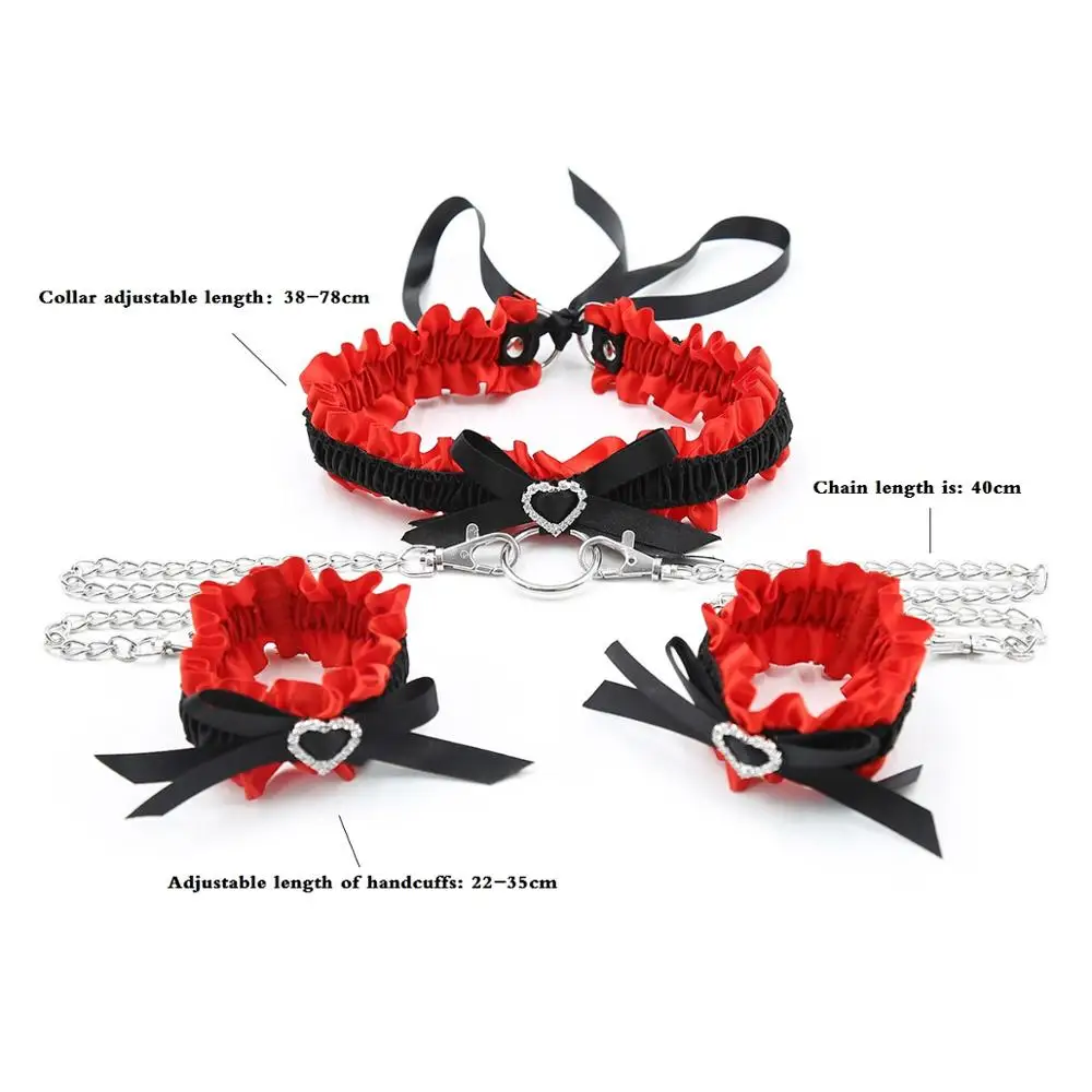 Бантом Цепочки и ожерелья сексуальные кружевные манжеты наручники для секса