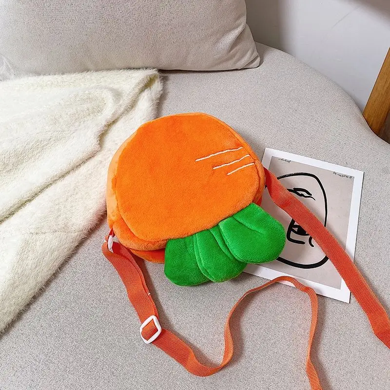 Fashion Soft Plush Baby Girls Coin Purse Handbags Winter Kids Small Shoulder Bag Cartoon Strawberry Children Messenger Bags