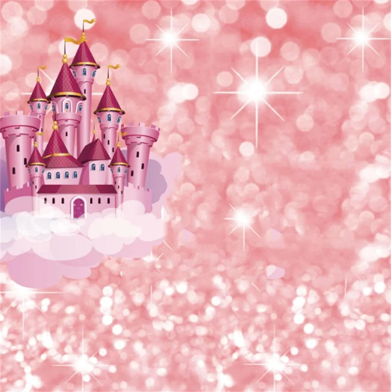 

Розовый горошек Светло боке замок на день рождения Новорожденный ребенок душ фотография на заказ для крещения