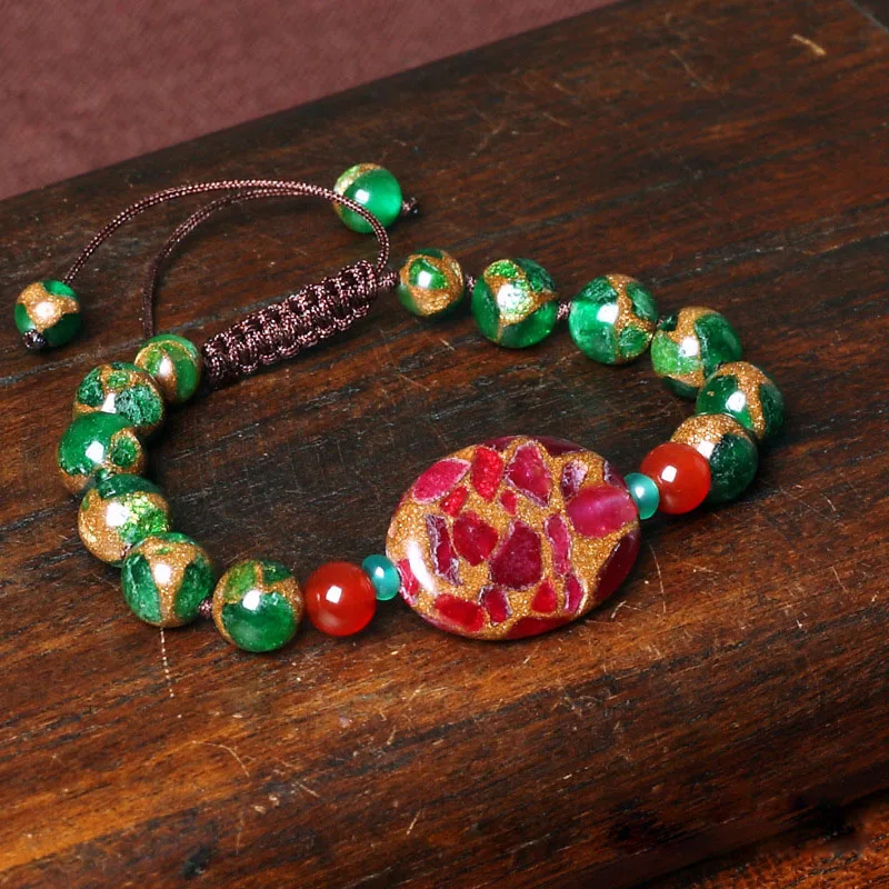 Новый оригинальный браслет с фиолетовыми кристаллами этнический ручной работы