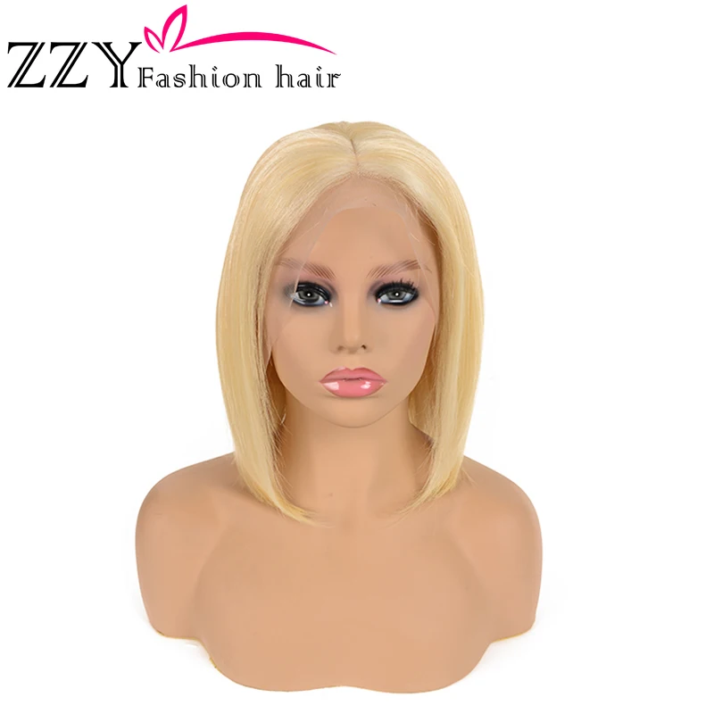 ZZY Fashion волосы прямые блонд 13х6 передние кружевные человеческие волосы парик Бразильский передний кружевной парик 150% плотность 613 нереми волосы парик