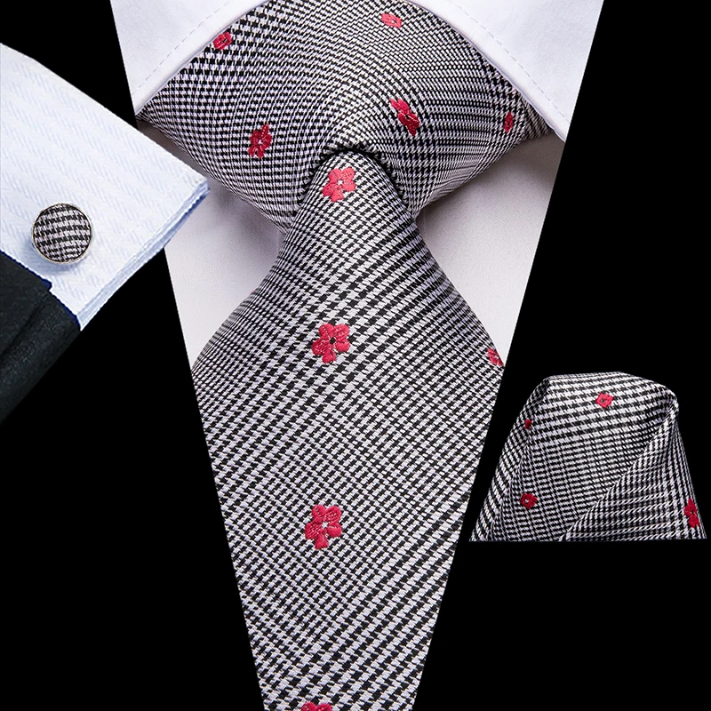 SN-3219 Hi-Tie галстук мужской шелковый галстук красные цветочные галстуки для мужчин белые черные полосы свадебные деловые тканые шотландские Галстуки SN-3219 - Цвет: SN-3219