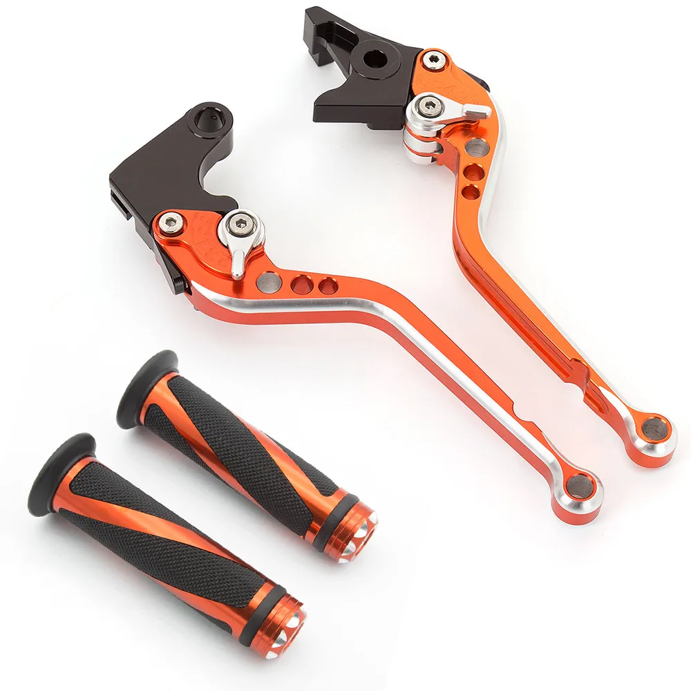 Orange Levers--Grips Для Triumph 675 STREET TRIPLE 2008- короткая алюминиевая смесь цвет регулируемый мотоцикл тормозной рычаг сцепления и ручки - Цвет: Orange Levers--Grips