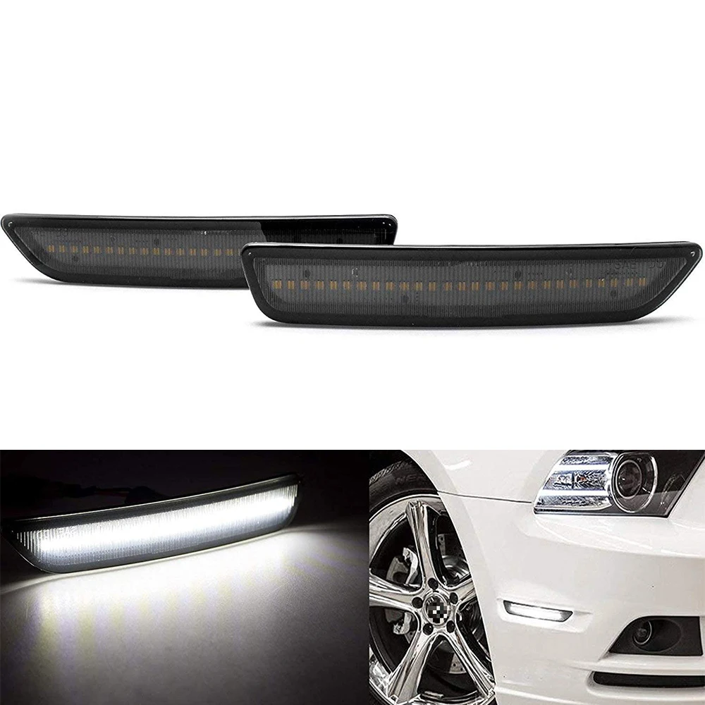 

Smoked White Design LED Mustang Fender Bumper Blinker Reflector Lamp For 2010-2014 Ford Mustang Fender Led Side Marker Lights 2x