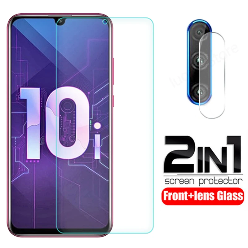 Закаленное стекло для экрана и объектива камеры Honor 10i 2 в 1|Защитные стёкла плёнки