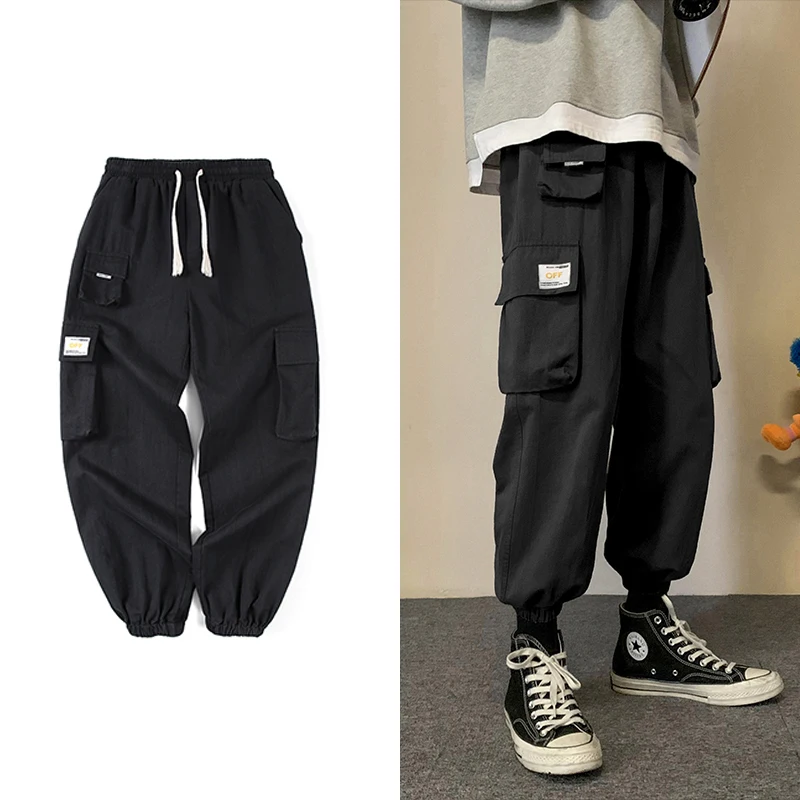 

Hip Hop Cargo Pants Men Fashion Harajuku Harem Pant Black Streetwear Joggers Sweatpant Multi-Pocket Casual Women Mens Pants