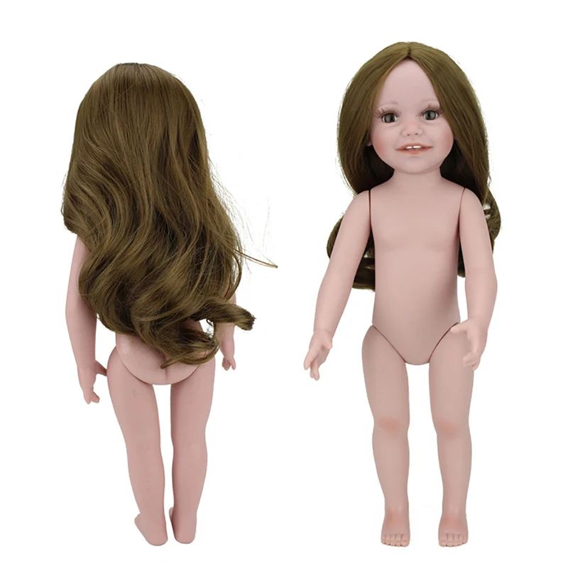NPKDOLL, силиконовая кукла для новорожденного, 45 см, мягкая, виниловая, голая, ручная работа, кукла, Реалистичная, обнаженная, кукла для детей, подарки на день рождения - Цвет: Brown Hair Brown Eye