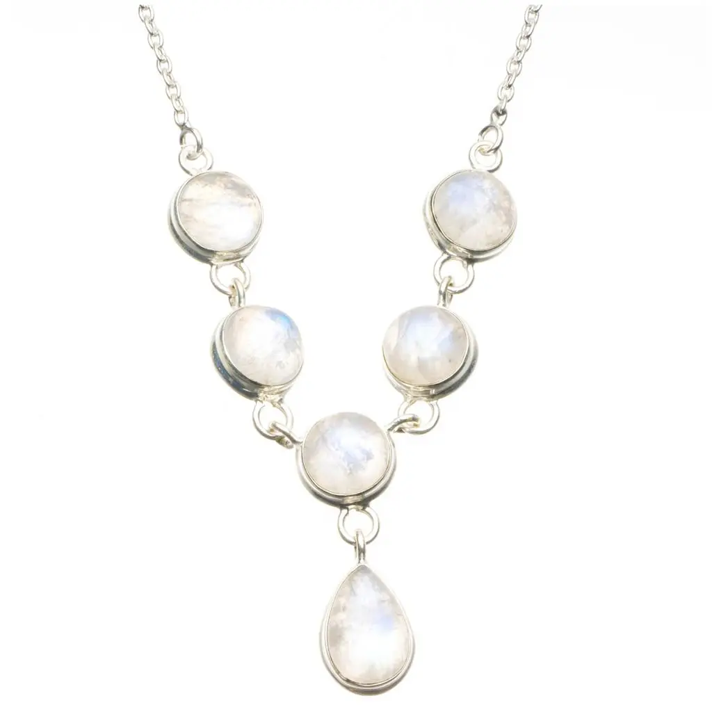 Натуральный Радужный Лунный Камень искусственное серебряное ожерелье Y образной