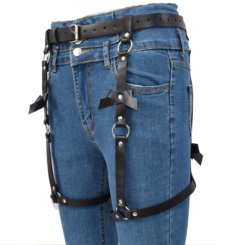 Punk Goth Women Belt Leather Harness Garter Sexy High Waist Body Bondage Suspenders Leg Harness Fashion femme ceinture