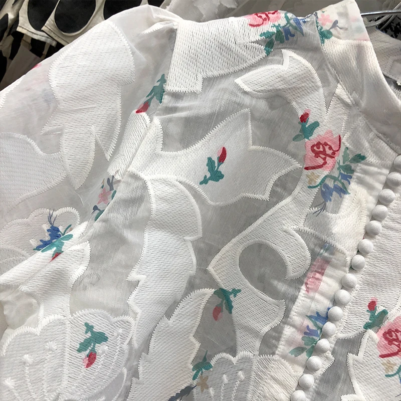 Женская блузка белого и розового цвета весна-лето 2020 новые национальные