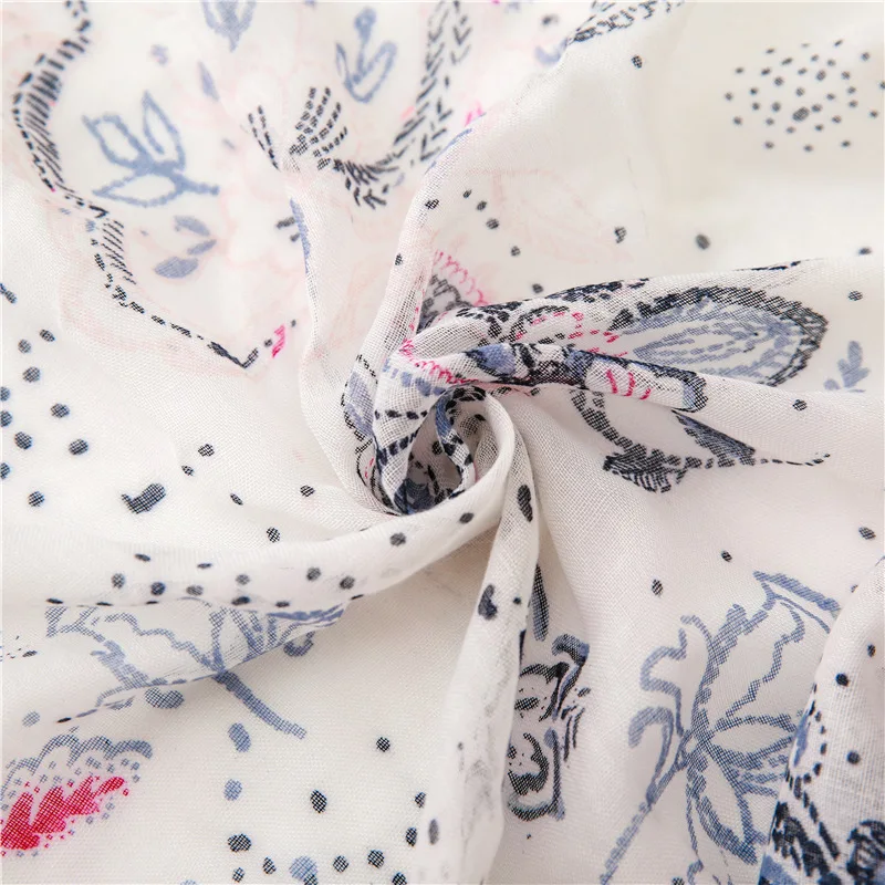 

Floral Scarf for Women Floral Design Large Shawl Thin Head Scarf w/ Tassels NEW [6643]