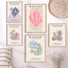 Абстрактные разноцветные скандинавские постеры с изображением девушки матизса и кораллов, настенная живопись на холсте, настенные картины для декора гостиной