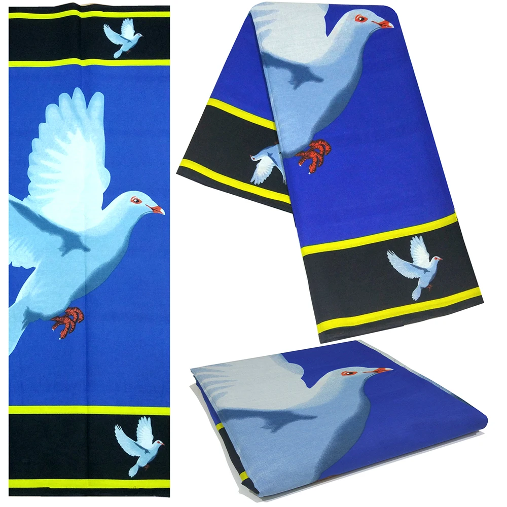 Модный красивый синий белый Принт голубя в африканском стиле Анкара высокое