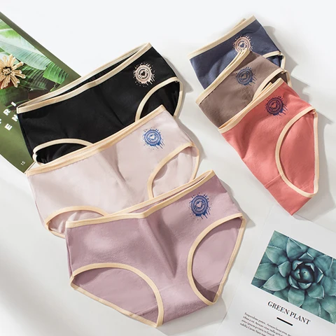 Fashion Women Casual Cotton Panties Mid-waist Underwear Threaded Brief Solid Color Ladies Underpants Breathable Fashion Women Casual Cotton Panties Mid-waist Underwear Threaded Brief Solid Color Ladies Underpants Breathable