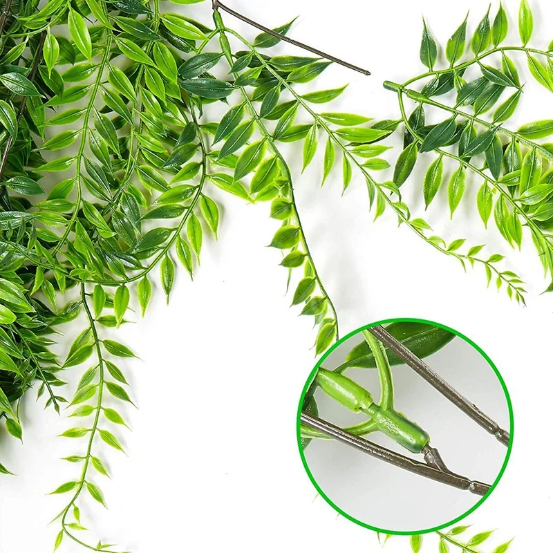

4 Pcs Artificial Hanging Vine Weeping Willow Plastic Plants Greenery Leaves Fake Plant Faux Ivy Garland for Garden Door