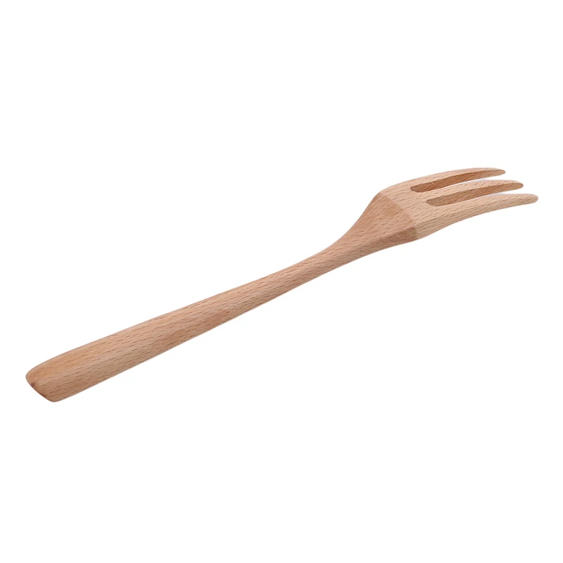 

Beech Spoon Japanese Simple Style Natural Solid Color Creative Handle Wooden Spoon Fork Creative Kitchen Tableware