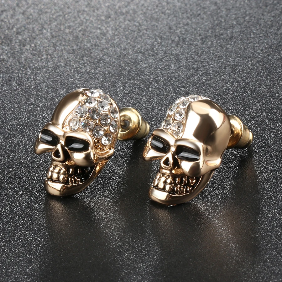 Wbmqda 2020 Hot Punk Earrings For Women Men Party Vintage Glossy Skull Shiny Zircon Earring Ear Jewelry Drop shipping | Украшения и