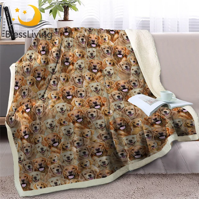 BlessLiving Golden Pomeranian Sherpa Blanket on Beds Dog Collection Throw Blanket for Kids Animal Dog Soft Bedspreads manta 2