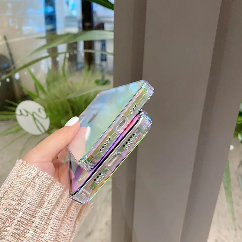 

Phone Case For iPhone 11 12 Pro Max 7 8 Plus X XR XS Max Back Cover Laser Gradient Rainbow For iPhone 11 Case