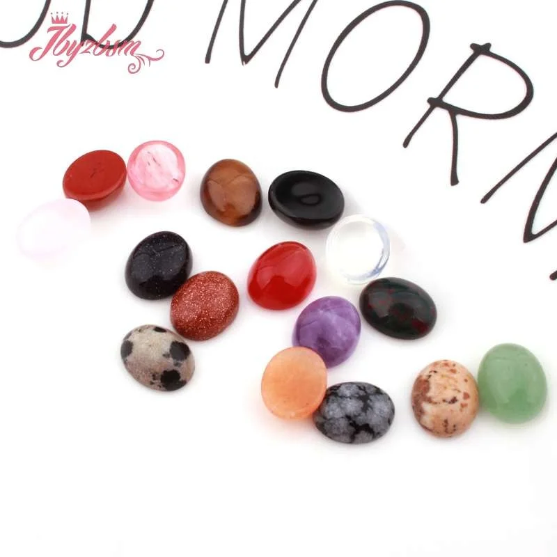 8x10 мм овальные бусины Кабошоны Купол без отверстий из натурального камня для DIY