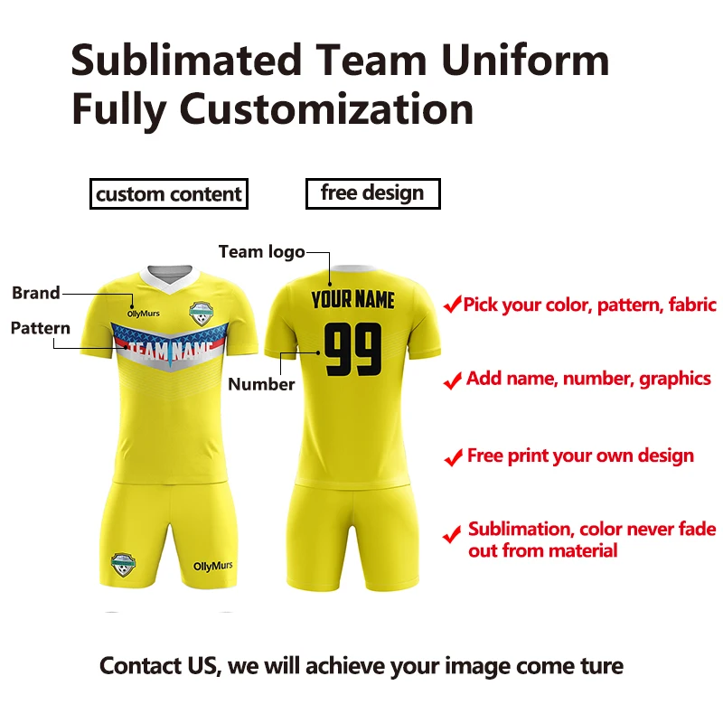 OllyMurs OEM Soccer Wear Uniform Fully Customized Design Football Jersey Sublimation Quick Fit | Спорт и развлечения